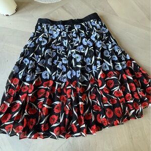 Ann Taylor A-Line Skirt - Red and Blue Floral